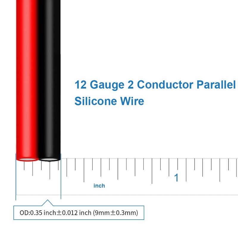 BNTECHGO 12 Gauge Flexible 2 Conductor Parallel Silicone Wire Spool Red Black High Resistant 200 deg C 600V for Single Color LED Strip Extension Cable Cord,Model,50ft Stranded Tinned Copper Wire - Image 3